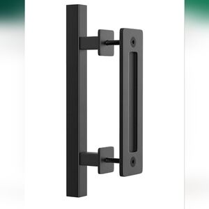 WINSOON Square 12" Sliding Barn Door Handles Pull Black with Flush Finger Hardwa